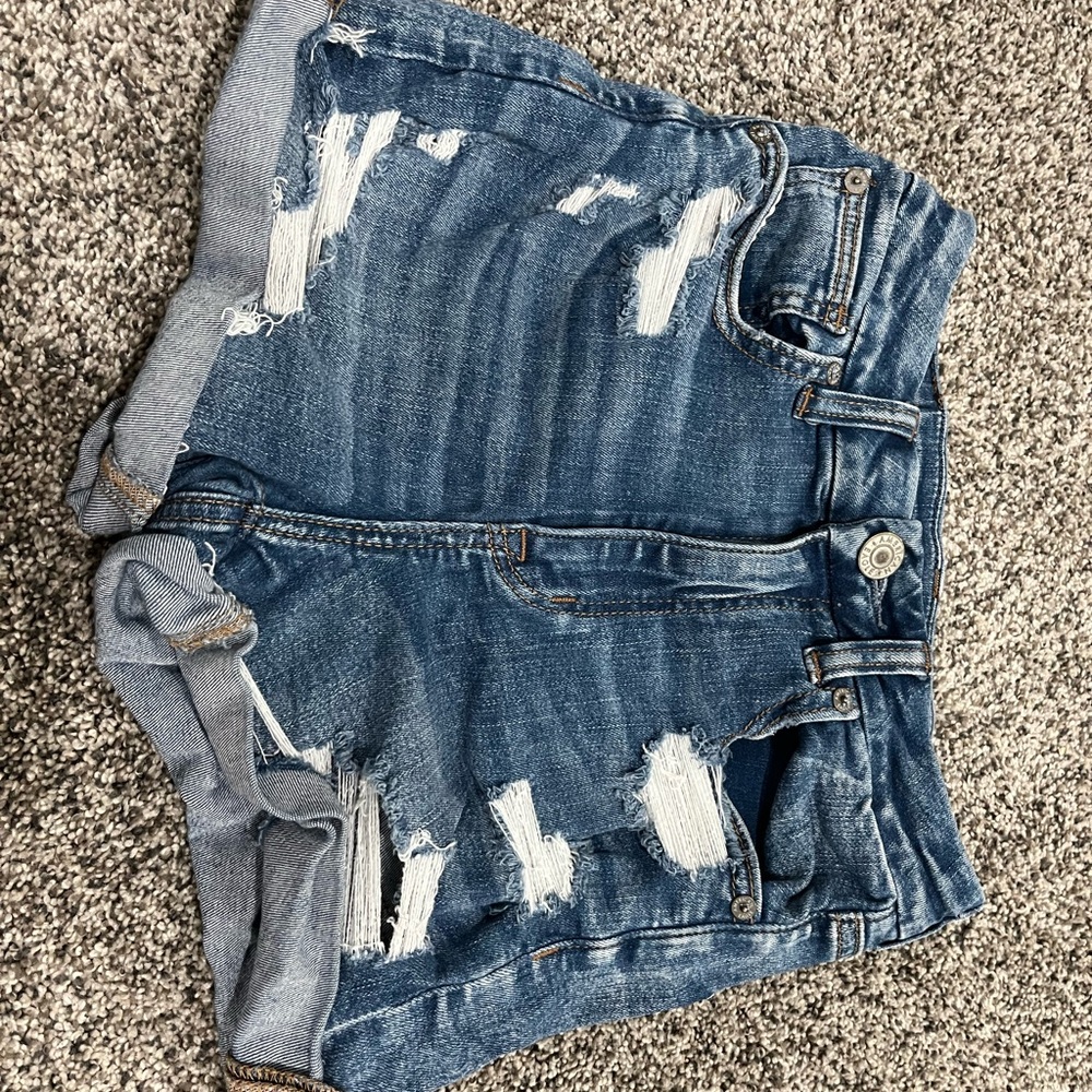 Distressed Blue Denim Shorts